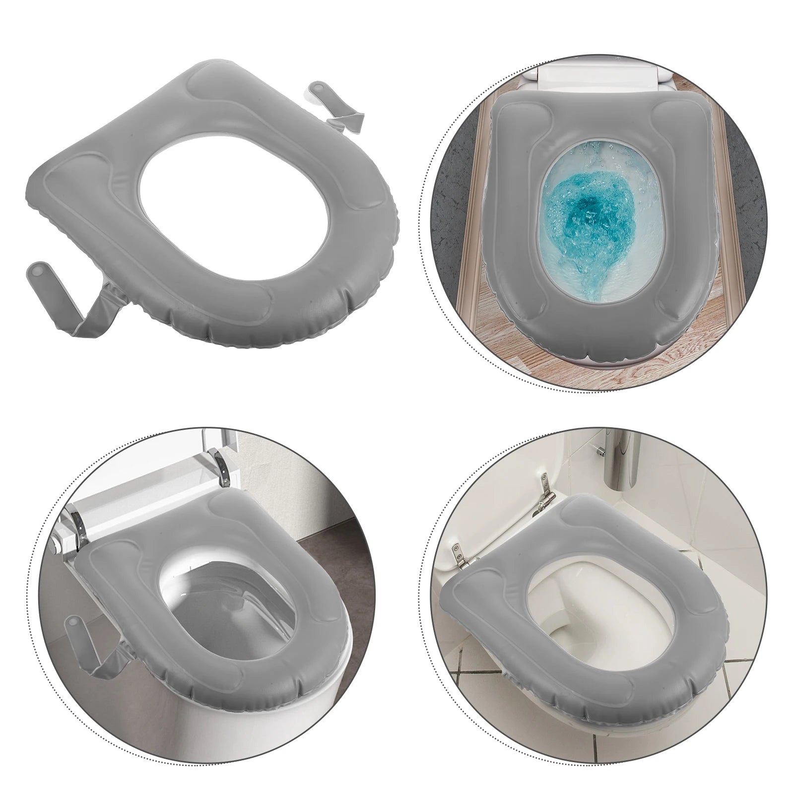 Reusable Raised Inflatable Toilet Seat Cushion Portable Soft Toilet Seat Cushion Cover Pad With Storage Bag For Most Toilets