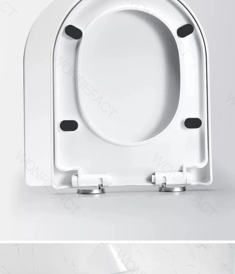 Bathroom Toilet Lid Easy Installation Widened Arc Toilet Lid Round Toilet Seat Elongated Oval Seat Silent Closed Seat(White)