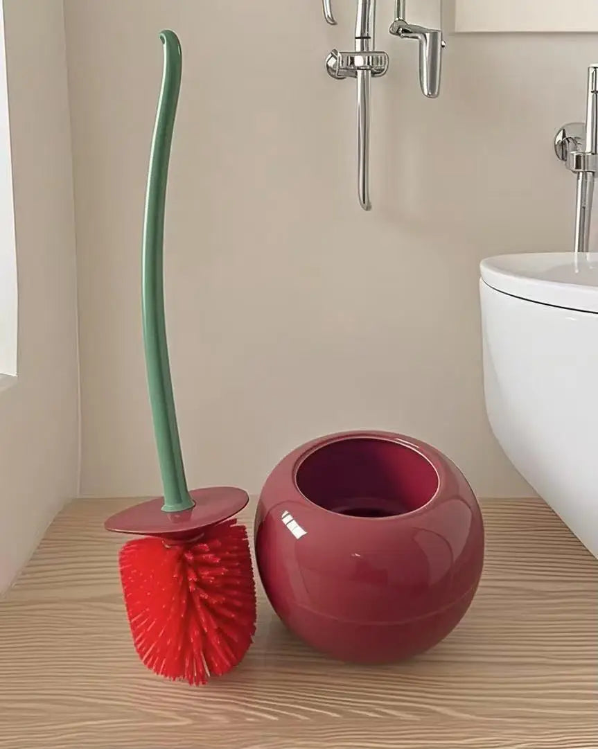 Hot Toilet Brushes, Toilet Holders, Bathroom Accessories, Creative and Cute Cherry Shaped Toilet Brush Holder Set Cleaning Tool