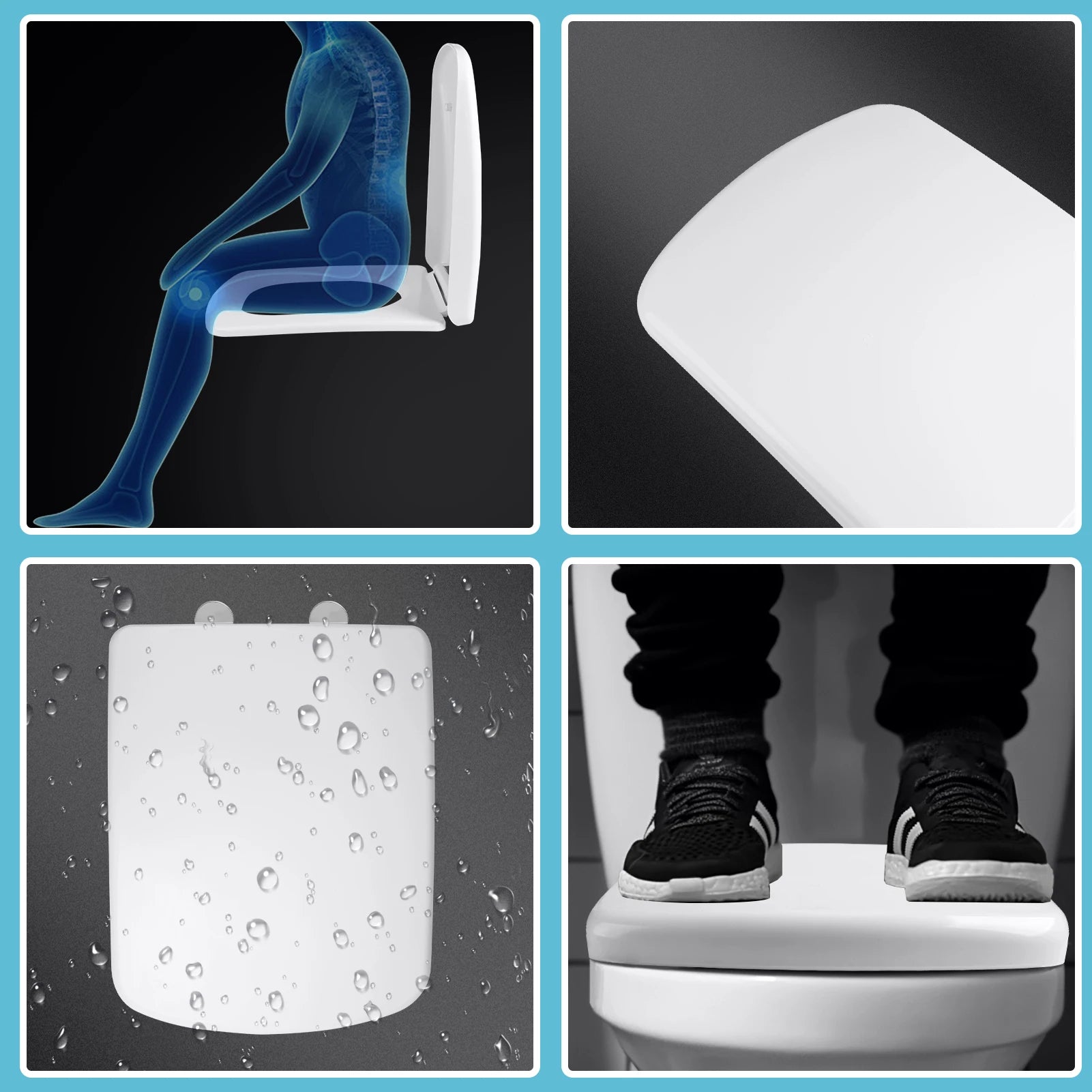 White Toilet Seat Soft Close Soft Close PP Toilet Seat Bottom and Top Fixing Quick Release for Easy Clean Sturdy Anti-Bacterial