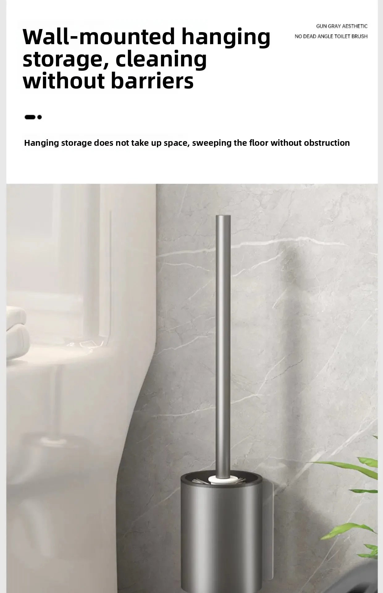 Space Aluminum Toilet Brush No Dead Angle Cleaning Wall Hanging Perforation-free Toilet Brush Escobilla Wc Toilet Cleaner Home