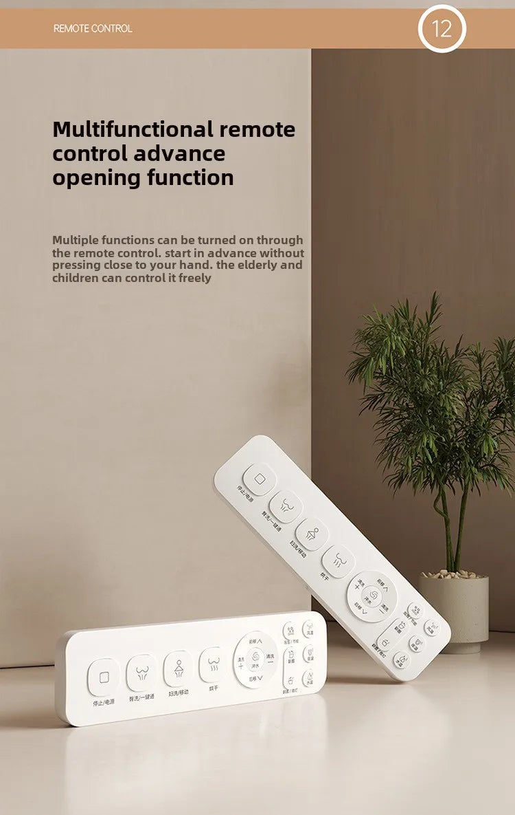 Intelligent Toilet Seat Cover with Electric Flush, Drying, Massage, Full-automatic, Instant-heating for Household Use