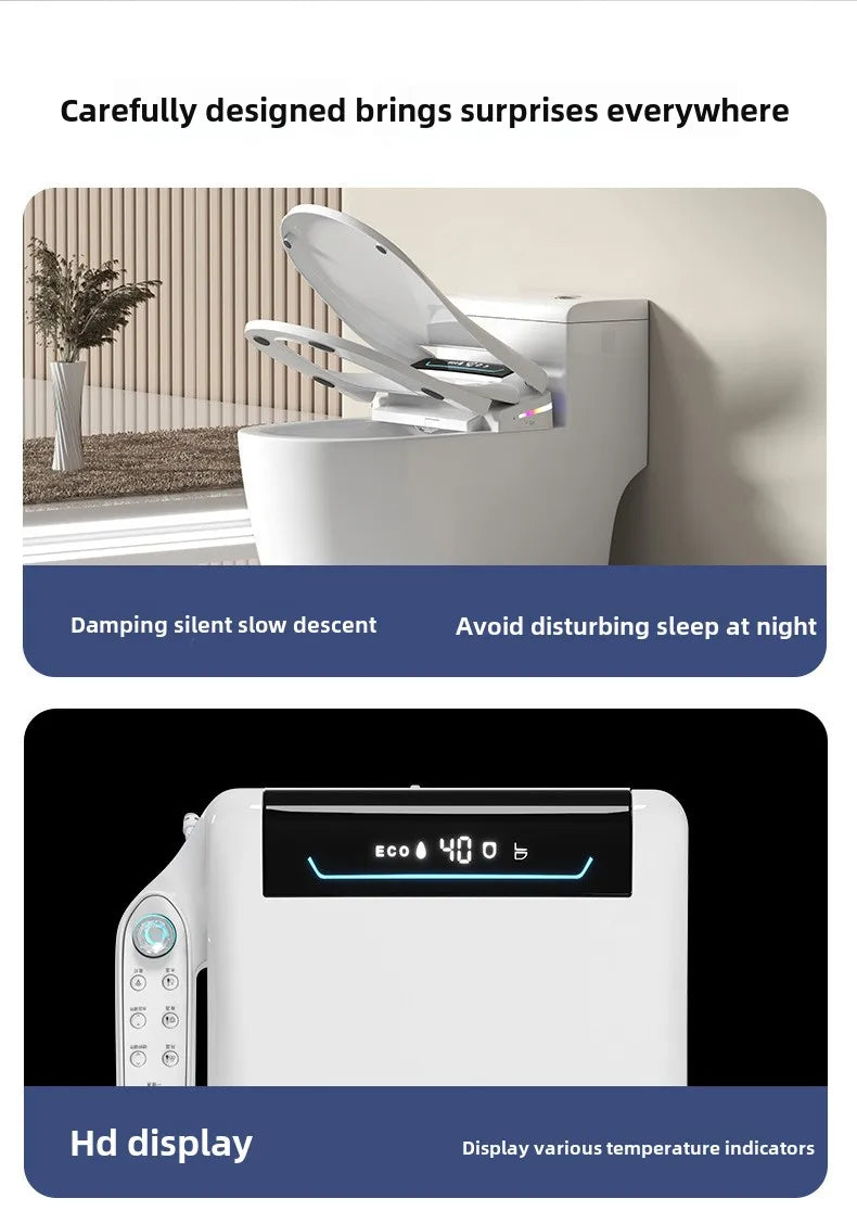 Smart Toilet Seat Cover with Instant Heating, Multi-function Wash, Foam Shield, Electric Bidet Lid for Household Bathroom