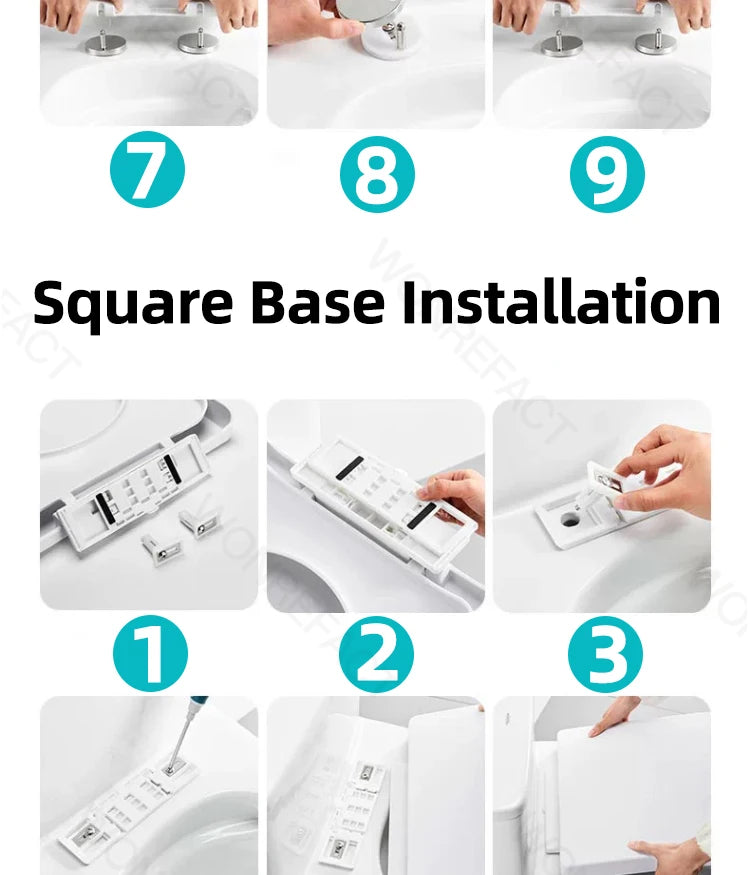 Bathroom Toilet Lid Easy Installation Widened Arc Toilet Lid Round Toilet Seat Elongated Oval Seat Silent Closed Seat(White)