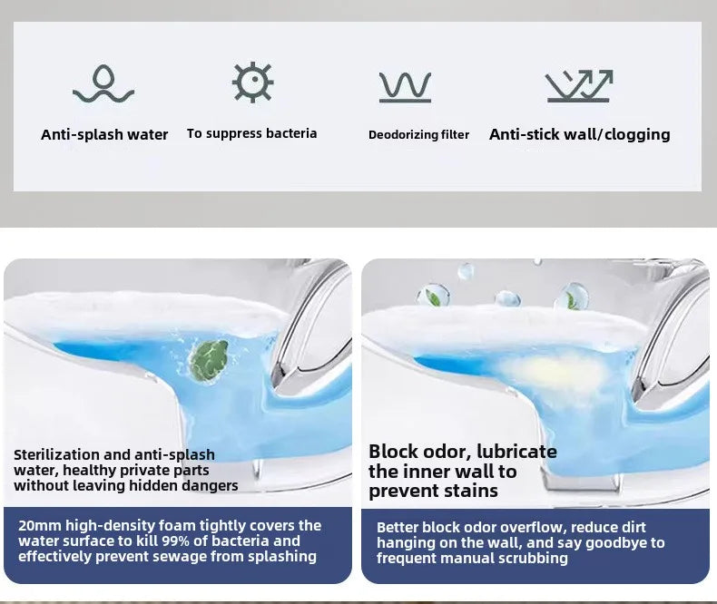 Smart Toilet Seat Cover with Instant Heating, Multi-function Wash, Foam Shield, Electric Bidet Lid for Household Bathroom