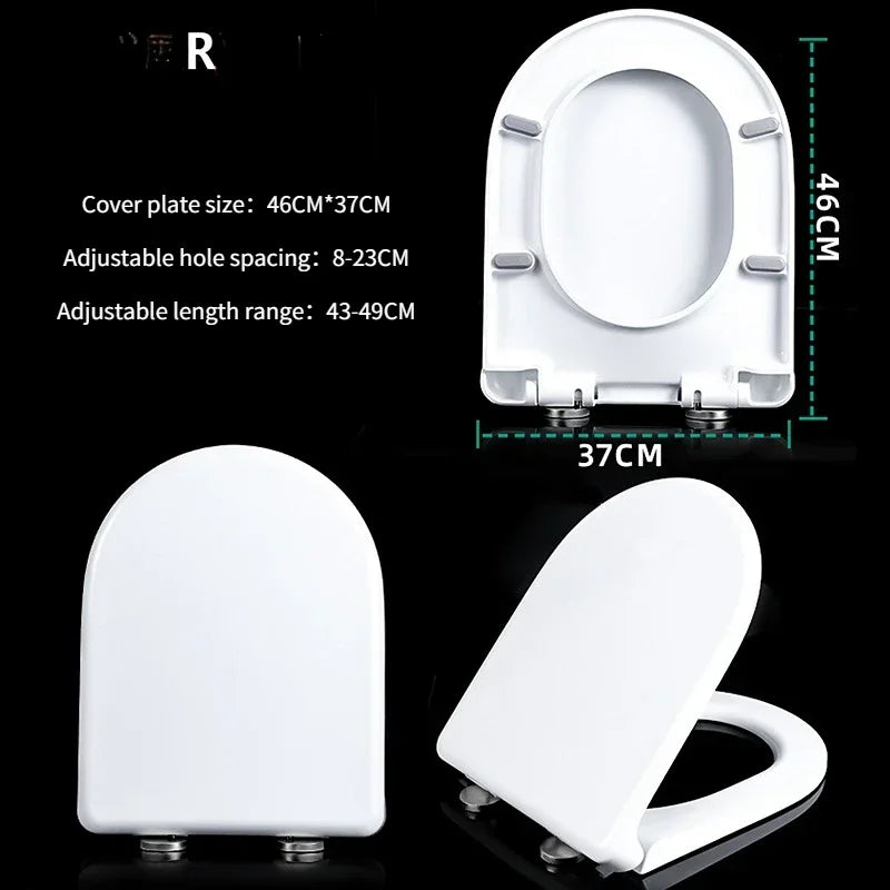 Resin Toilet Seat Cover Universal Old Thickened U-shaped Slow-Close    Smart