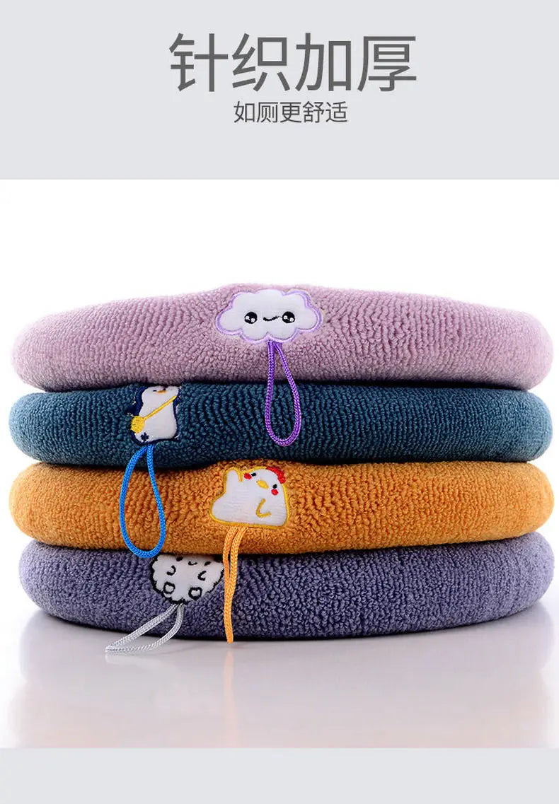 Winter Warm Toilet Seat Cover Mat Bathroom Toilet Pad Cushion with Handle Thicker Soft Washable Closestool Warmer Accessories