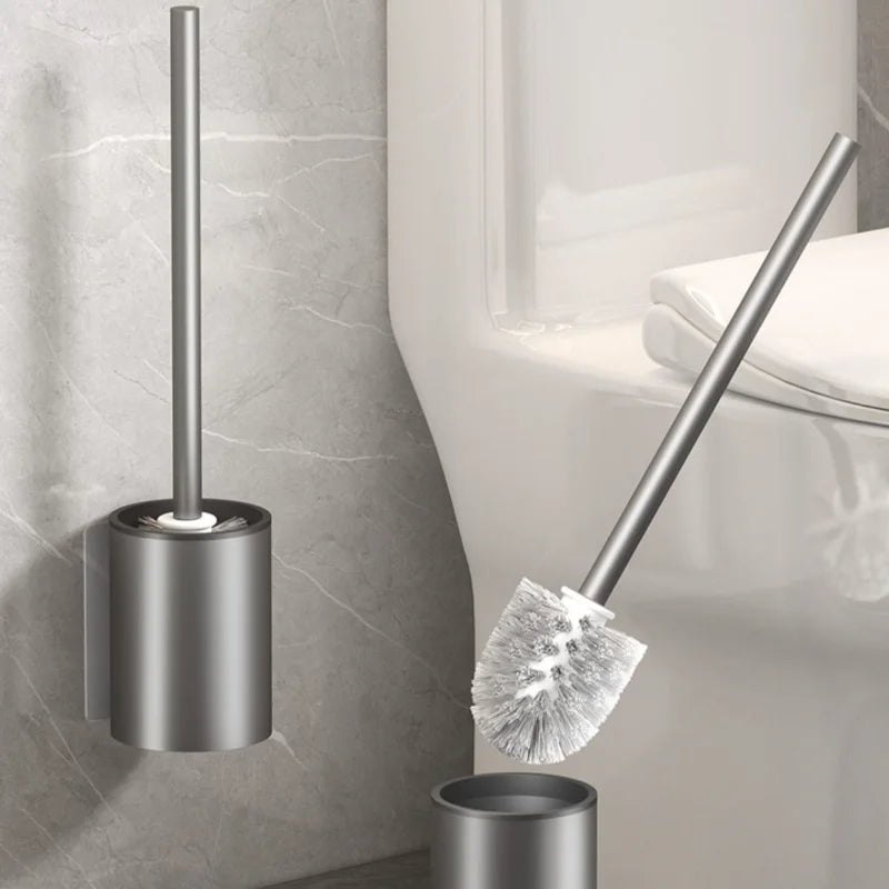 Space Aluminum Toilet Brush No Dead Angle Cleaning Wall Hanging Perforation-free Toilet Brush Escobilla Wc Toilet Cleaner Home
