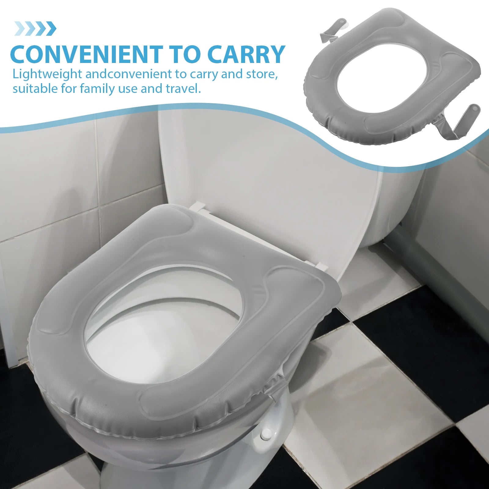 Reusable Raised Inflatable Toilet Seat Cushion Portable Soft Toilet Seat Cushion Cover Pad With Storage Bag For Most Toilets