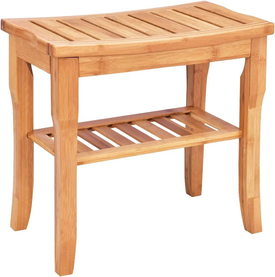 Bamboo Shower Seat Bench Bathroom Spa Bathroom Organiser Stool with Shelf