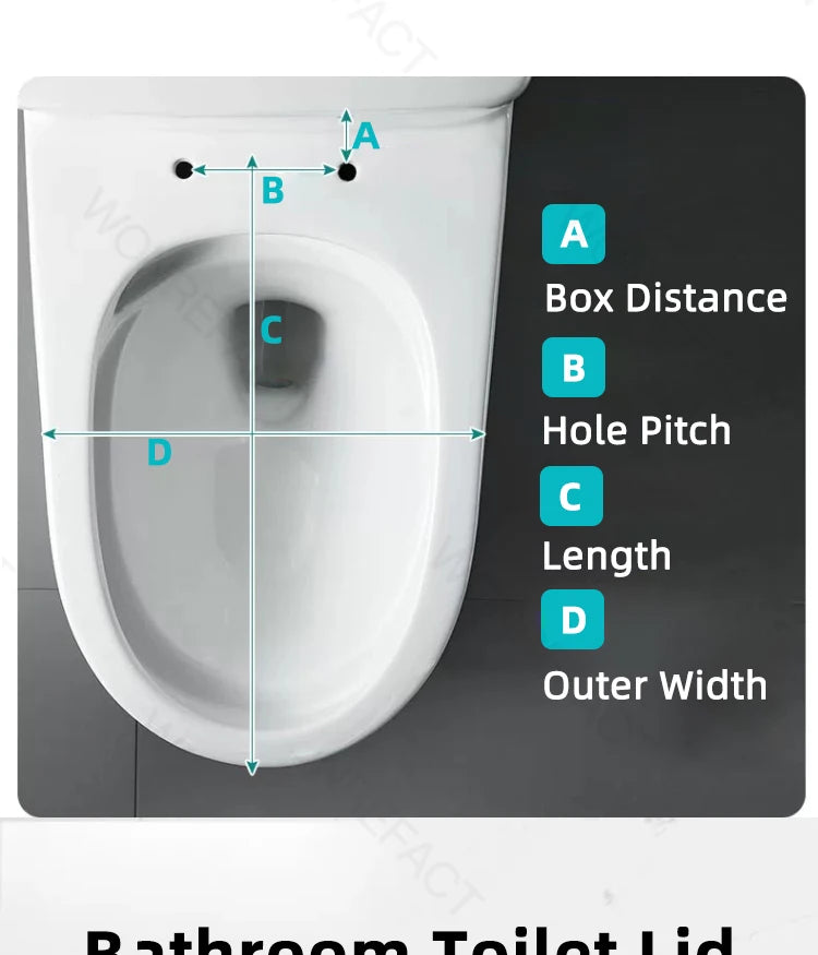 Bathroom Toilet Lid Easy Installation Widened Arc Toilet Lid Round Toilet Seat Elongated Oval Seat Silent Closed Seat(White)