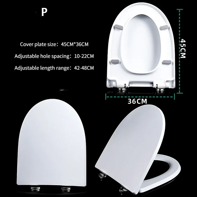 Resin Toilet Seat Cover Universal Old Thickened U-shaped Slow-Close    Smart