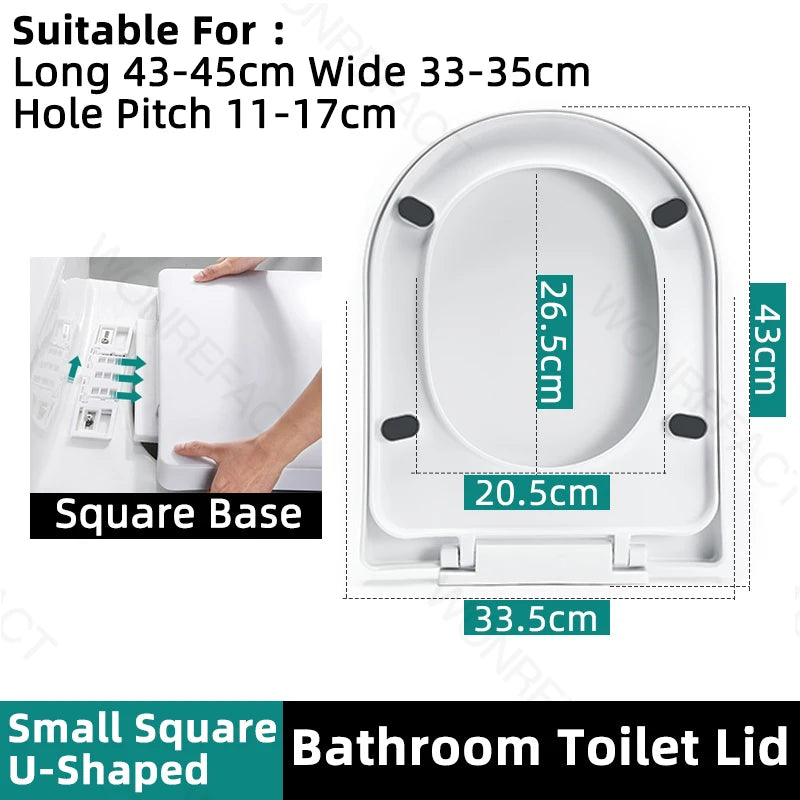 Bathroom Toilet Lid Easy Installation Widened Arc Toilet Lid Round Toilet Seat Elongated Oval Seat Silent Closed Seat(White)