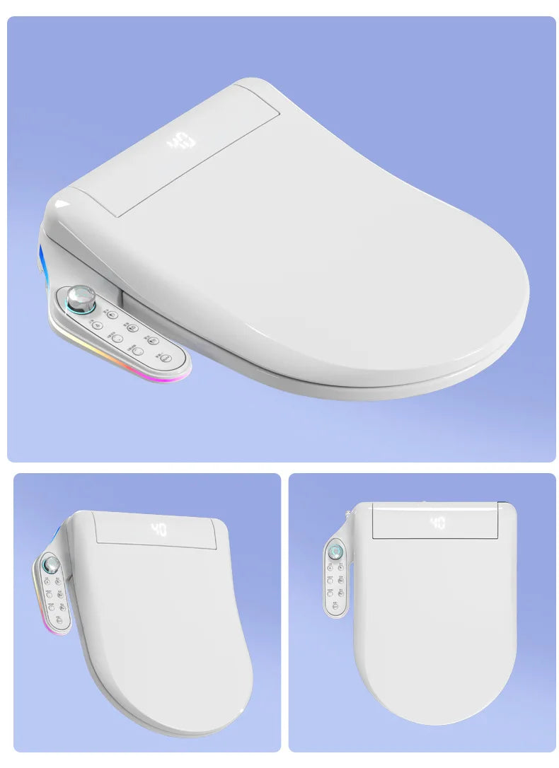 Smart Toilet Seat Cover with Instant Heating, Multi-function Wash, Foam Shield, Electric Bidet Lid for Household Bathroom