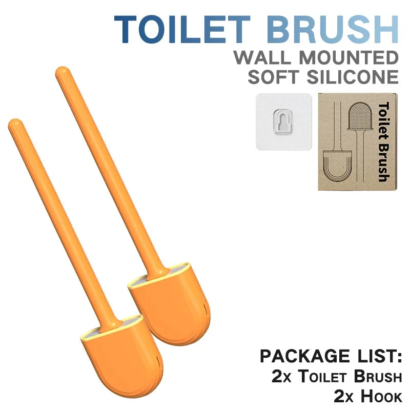 Toilet Brush Silicone Toilet Cleaning Brush Wall Mounted Toilet Cleaner Brooms Set Modern WC Kit Beauty Bathroom Accessories