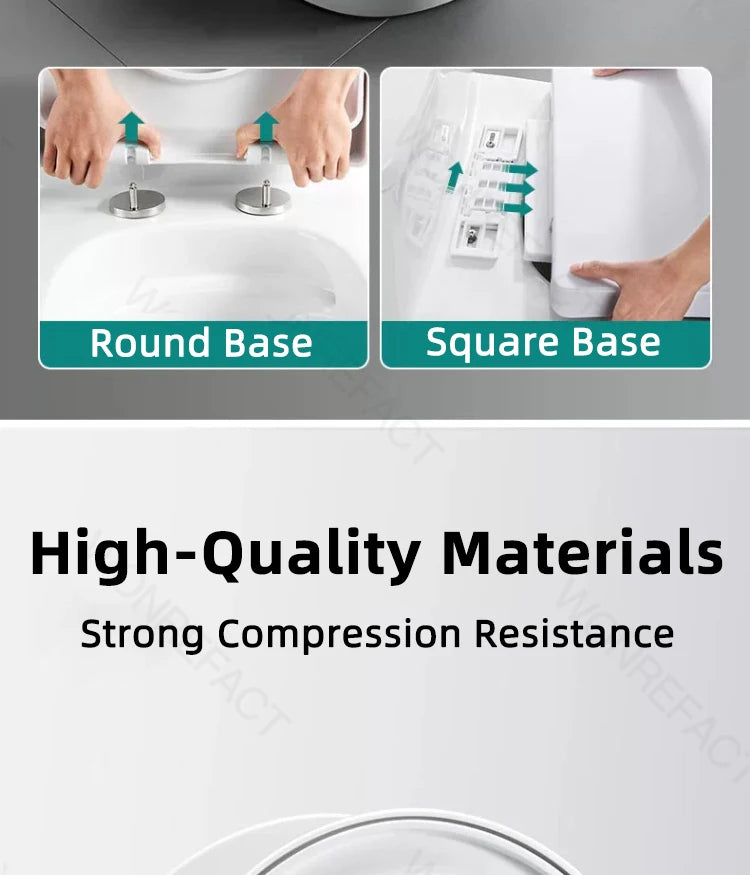 Bathroom Toilet Lid Easy Installation Widened Arc Toilet Lid Round Toilet Seat Elongated Oval Seat Silent Closed Seat(White)