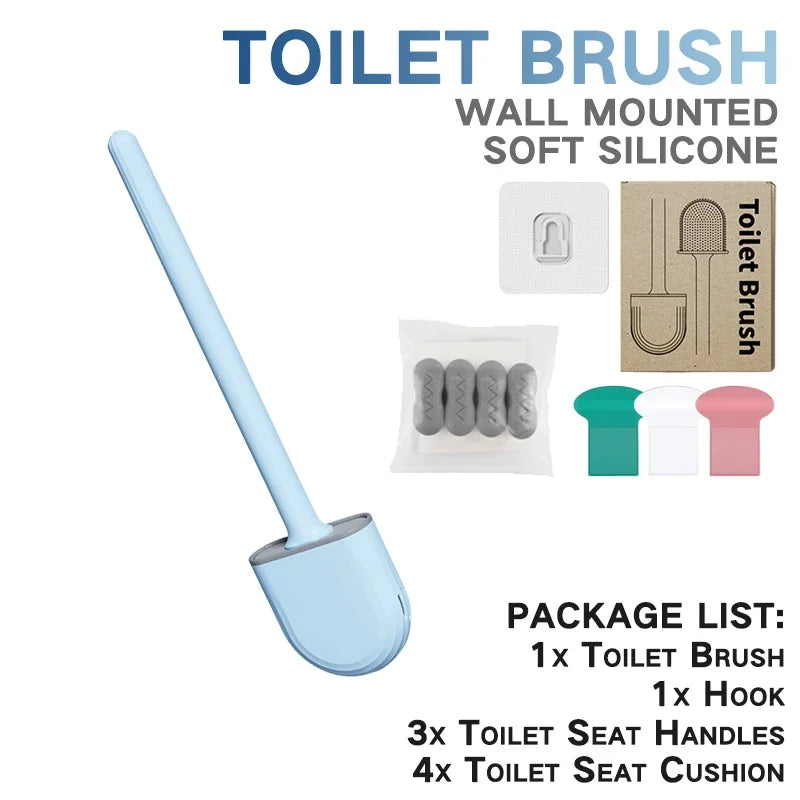 Toilet Brush Silicone Toilet Cleaning Brush Wall Mounted Toilet Cleaner Brooms Set Modern WC Kit Beauty Bathroom Accessories