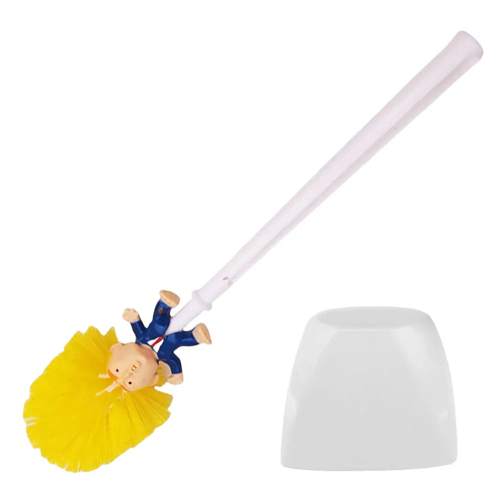 Funny Toilet Cleaning Brush Novelty Donald Bathroom Toilet Brush with Holder Toilet Bowl Brush Gift Household Accessories
