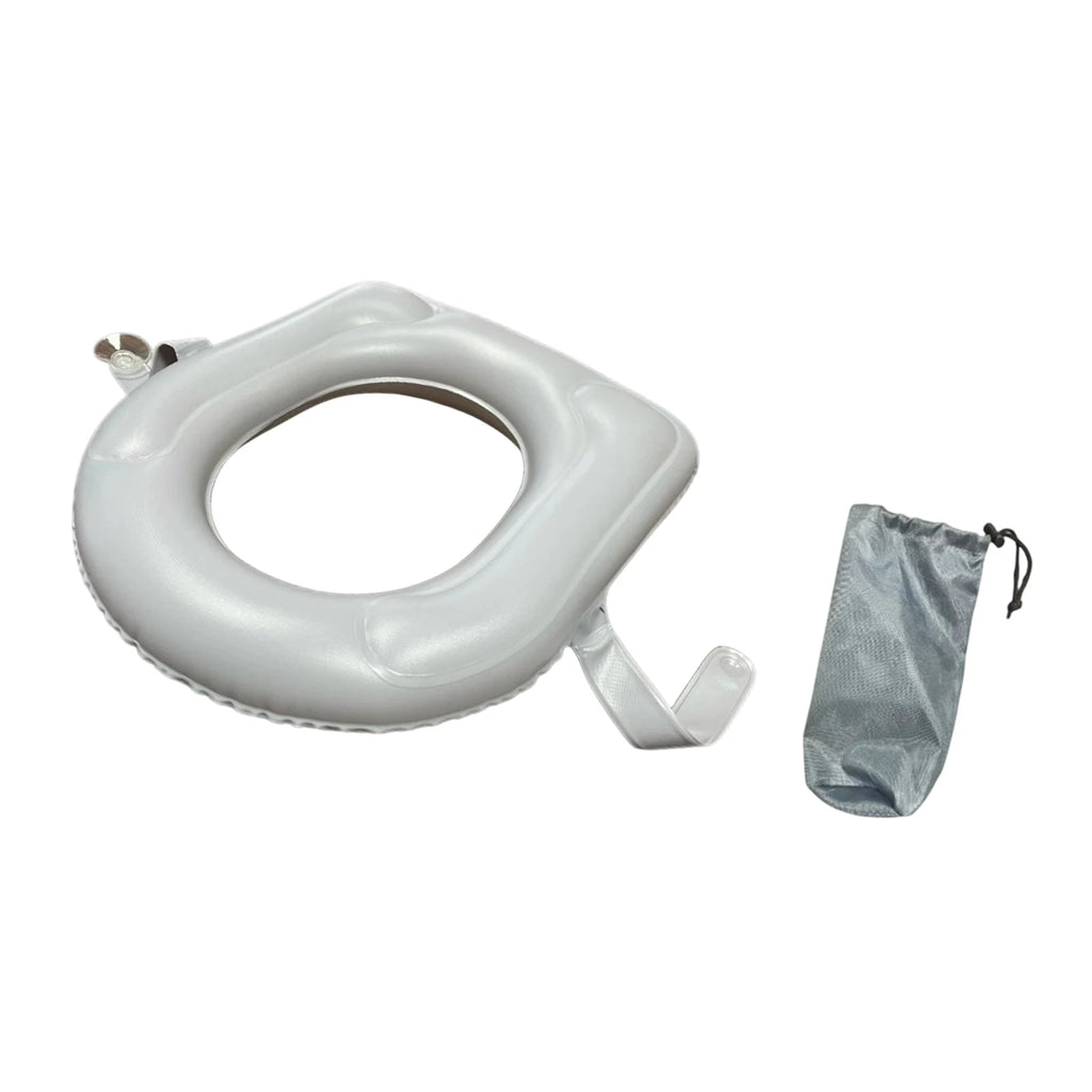 Inflatable Raised Toilet Seat with Suction Cups Portable Comfortable Travel Toilet Cushion for Elderly/Seniors with Storage Bag