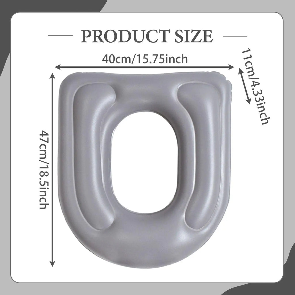 Inflatable Raised Toilet Seat with Suction Cups Portable Comfortable Travel Toilet Cushion for Elderly/Seniors with Storage Bag