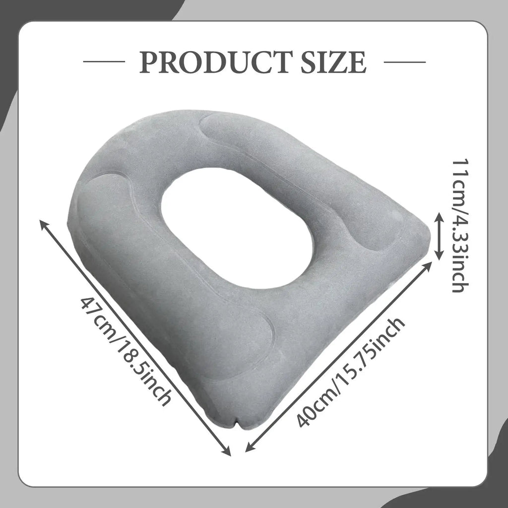 Inflatable Raised Toilet Seat with Suction Cups Portable Comfortable Travel Toilet Cushion for Elderly/Seniors with Storage Bag