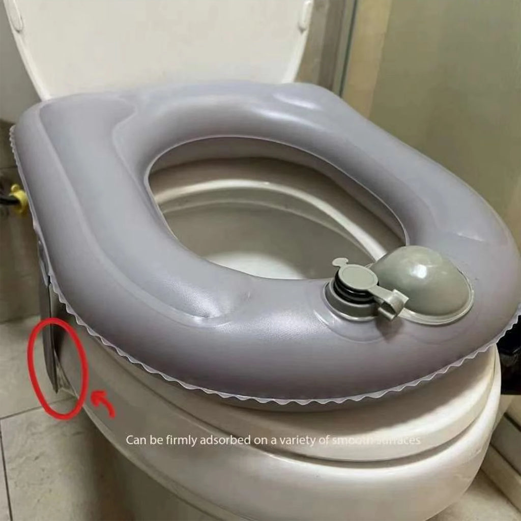 Inflatable Raised Toilet Seat with Suction Cups Portable Comfortable Travel Toilet Cushion for Elderly/Seniors with Storage Bag