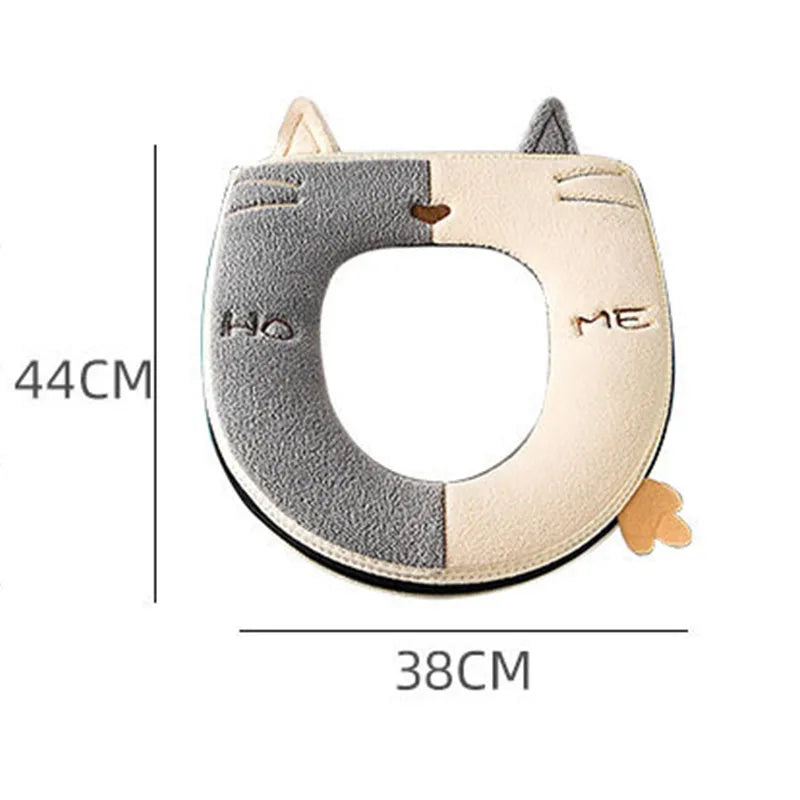 1PC Bathroom Toilet Seat with Handle Closestool Washable Soft Winter Warmer Mat Pad Cushion O-shape Toilet Seat Covers