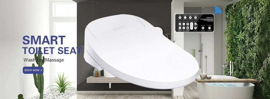 FOHEEL Smart Toilet Seat Bidet Seat Electronic Toilet Seat Air Drying Seat Heating Functions Black Remote Control Square Seat