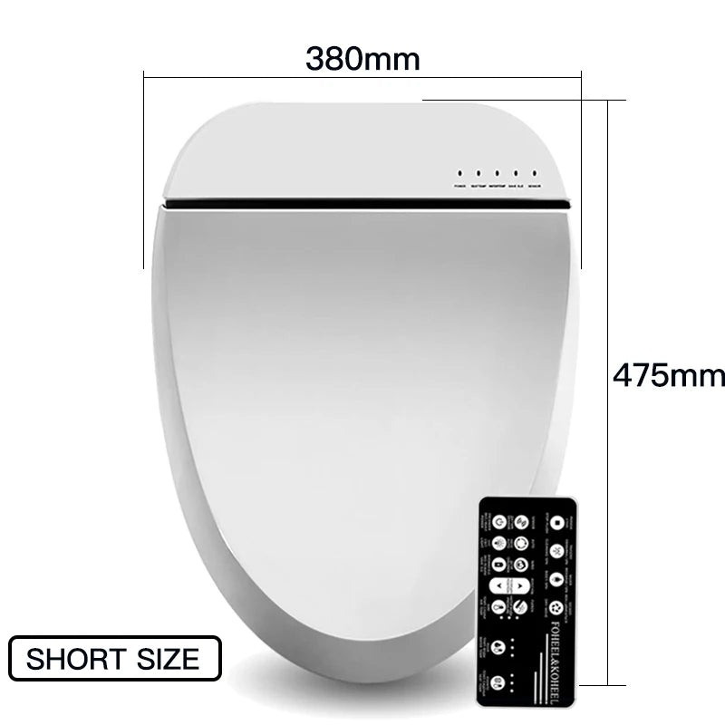 FOHEEL Smart Toilet Seat Bidet Seat Electronic Toilet Seat Air Drying Seat Heating Functions Black Remote Control Square Seat