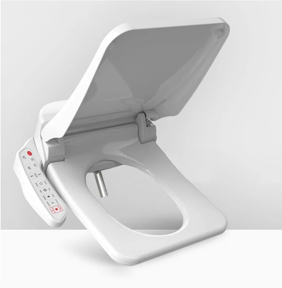 FOHEEL Smart Toilet Seat Bidet Seat Electronic Toilet Seat Air Drying Seat Heating Functions Black Remote Control Square Seat