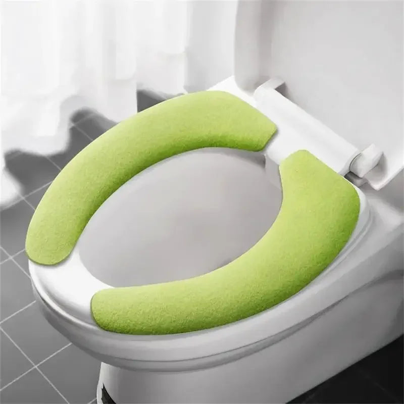 Toilet Seat Cover Soft Closestool Paste Solid Color Toilet Sticky Seat Pad Washable Bathroom Warmer Seat Lid Cover Pad Universal
