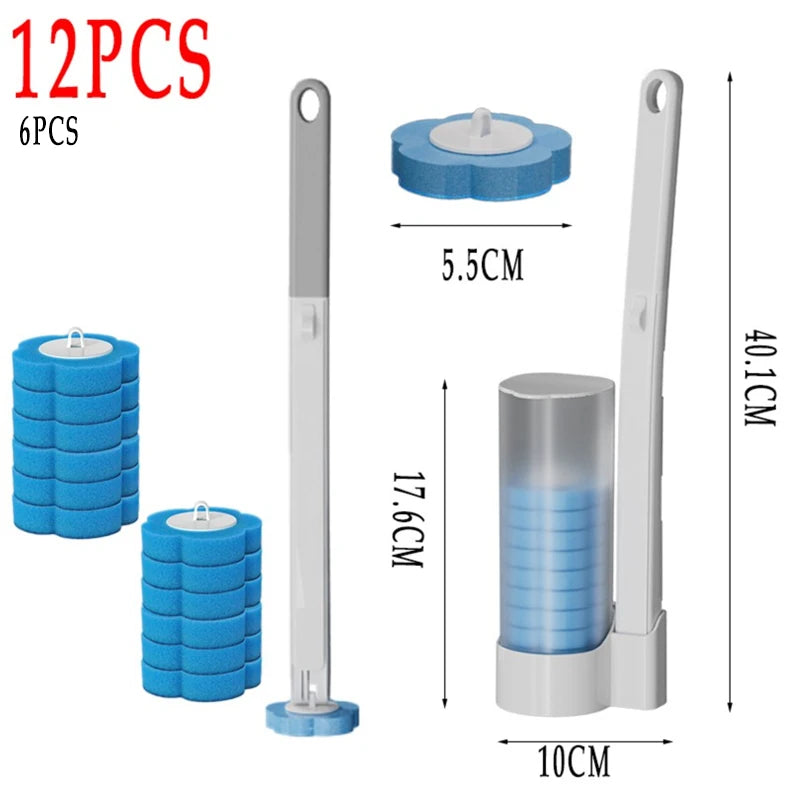 Disposable Toilet Brush Kit Wall-Mounted Bathroom Long Handle Cleaning Tool with Toilet Brush Refill  Accessories Cleaning