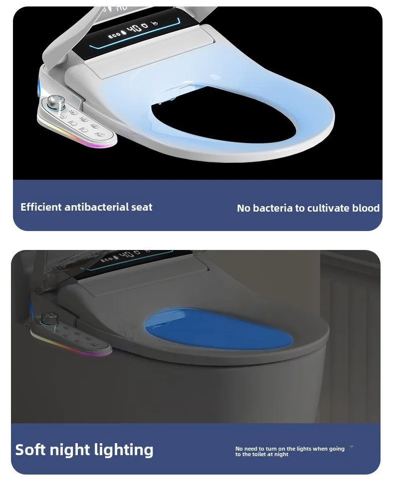 Smart Toilet Seat Cover with Instant Heating, Multi-function Wash, Foam Shield, Electric Bidet Lid for Household Bathroom