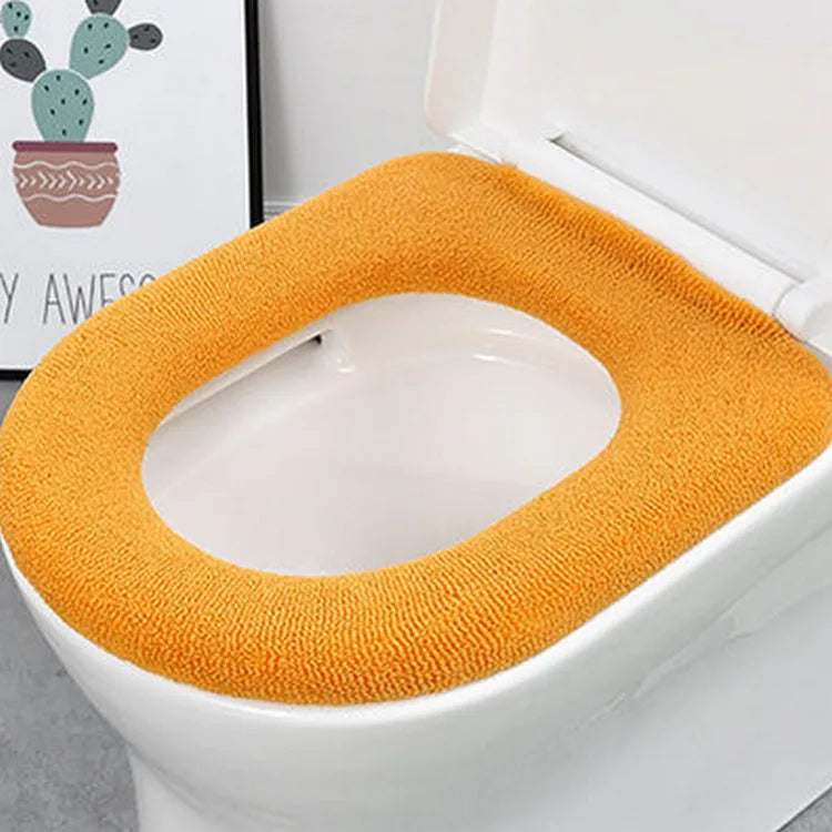 Winter Warm Toilet Seat Cover Mat Bathroom Toilet Pad Cushion with Handle Thicker Soft Washable Closestool Warmer Accessories