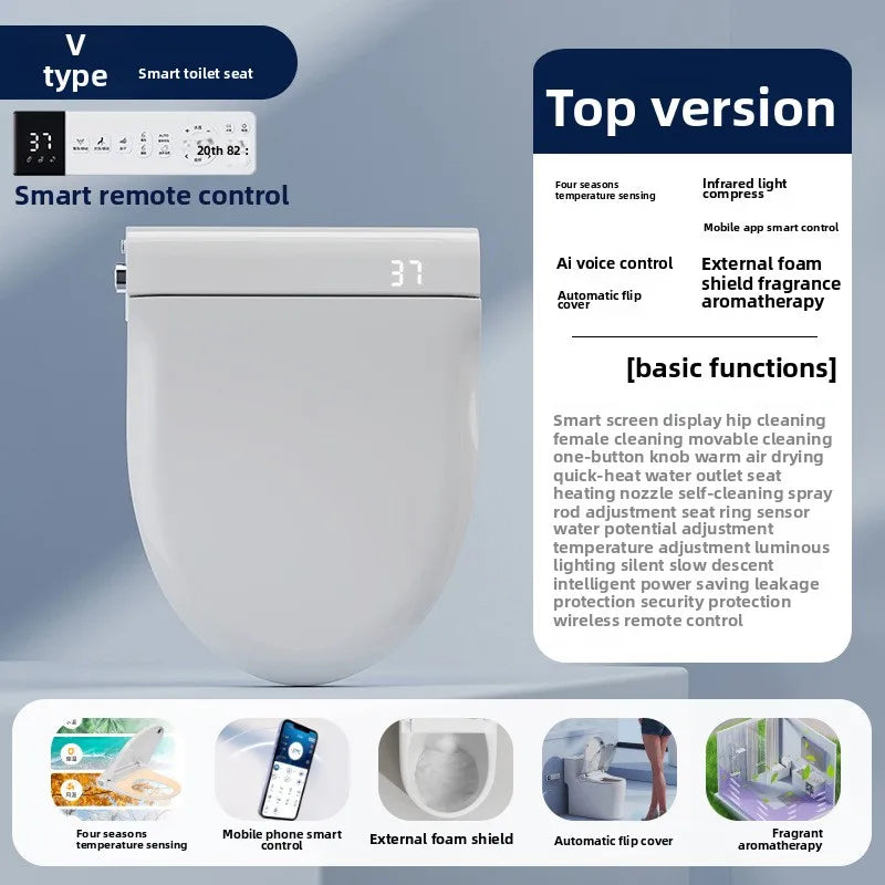 Auto Flip Smart Toilet Seat Cover with Constant Temperature Heating Multi Function Universal Bidet