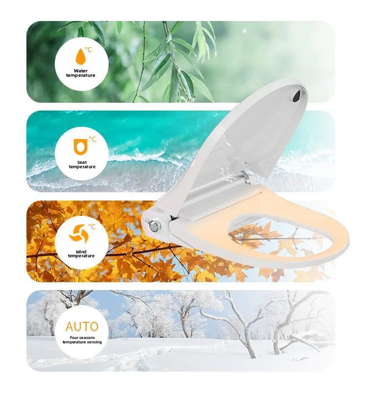 Auto Flip Smart Toilet Seat Cover with Constant Temperature Heating Multi Function Universal Bidet