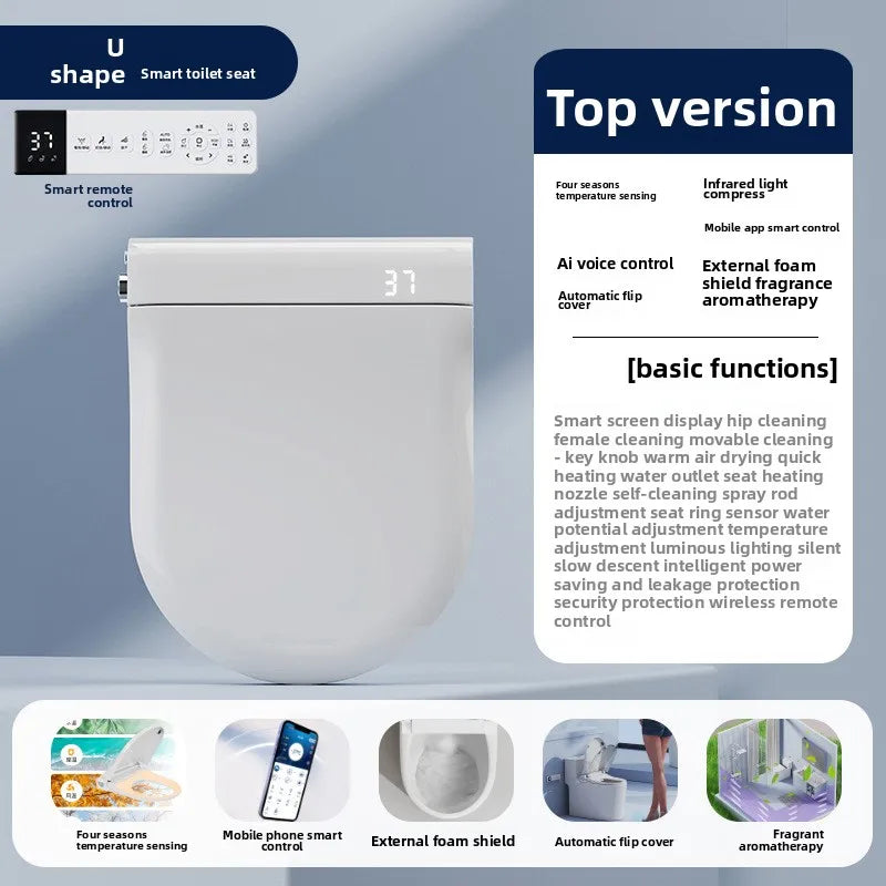 Auto Flip Smart Toilet Seat Cover with Constant Temperature Heating Multi Function Universal Bidet