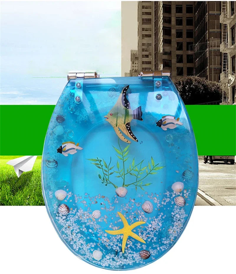 Beautiful Resin Toilet Seat Cover Stainless Steel Slow Down Toilet Cover Mute Thickened U/V/O Universal tapa de baño wc