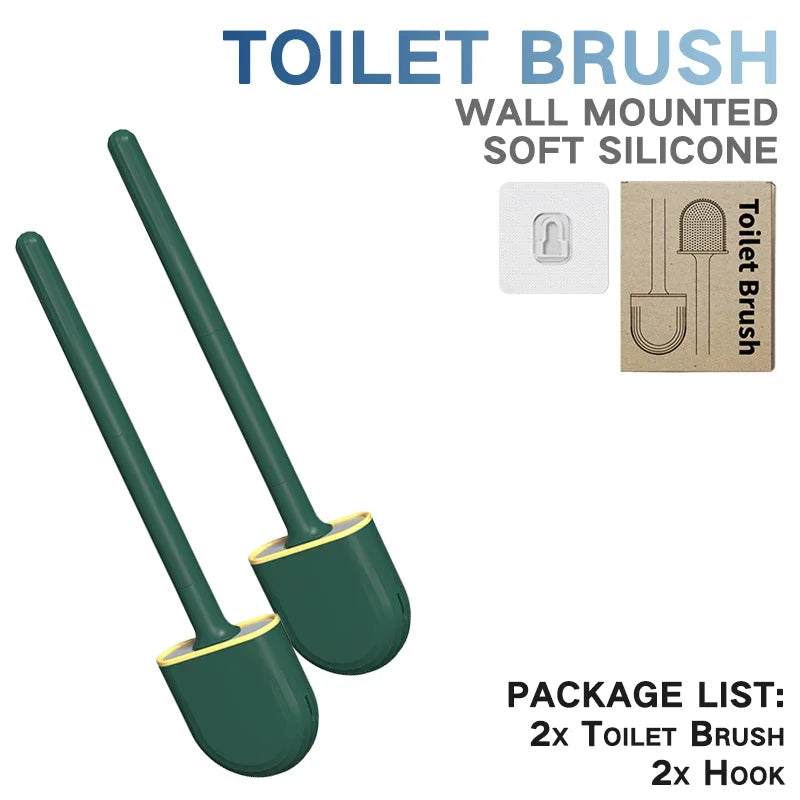 Toilet Brush Silicone Toilet Cleaning Brush Wall Mounted Toilet Cleaner Brooms Set Modern WC Kit Beauty Bathroom Accessories