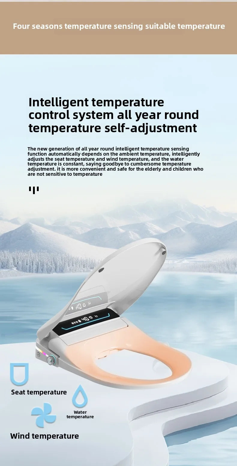 Smart Toilet Seat Cover with Aroma Automatic Flip Voice Control Remote Bidet Wash Dryer