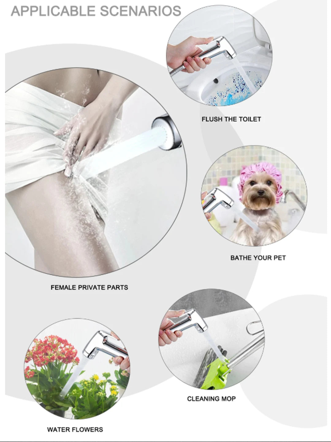 Brushed Gold Handheld Toilet Seat Bathtub Sprayer Stainless Steel Shower Handheld Spray Gun Wall-Mounted Bathroom Accessories