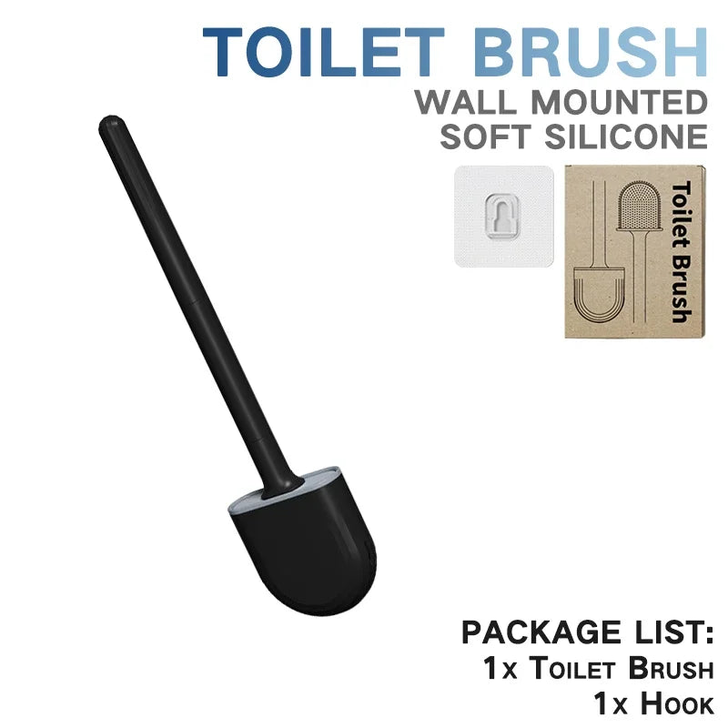 Toilet Brush Silicone Toilet Cleaning Brush Wall Mounted Toilet Cleaner Brooms Set Modern WC Kit Beauty Bathroom Accessories