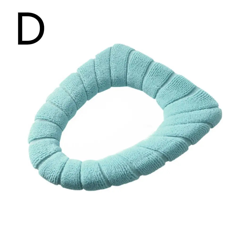 Winter Warm Toilet Seat Cover Closestool Mat 1Pcs Washable Bathroom Accessories Knitting Pure Color Soft O-shape Pad Toilet Seat