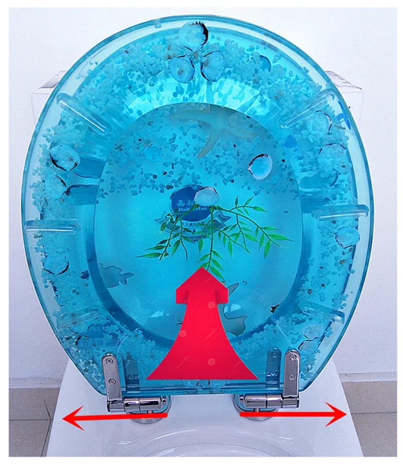 Beautiful Resin Toilet Seat Cover Stainless Steel Slow Down Toilet Cover Mute Thickened U/V/O Universal tapa de baño wc