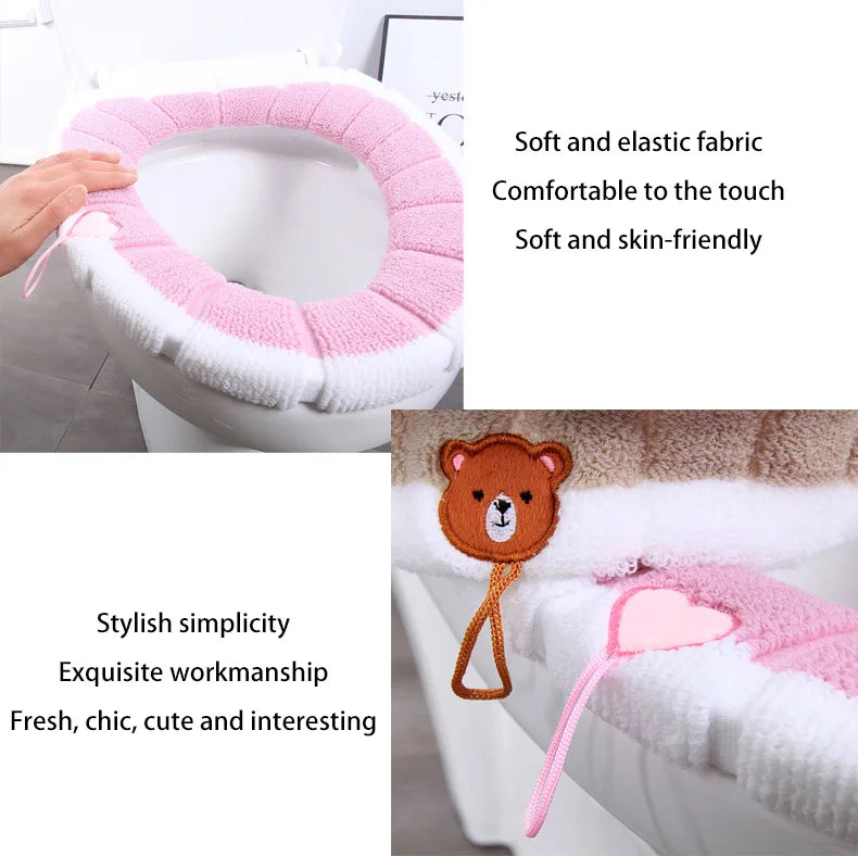 1PC Warm Comfy Toilet Seat Cover Bathroom Toilet Seat Closestool Washable Soft Warmer Mat Cover Pad Cushion Tapa WC Mat F1128