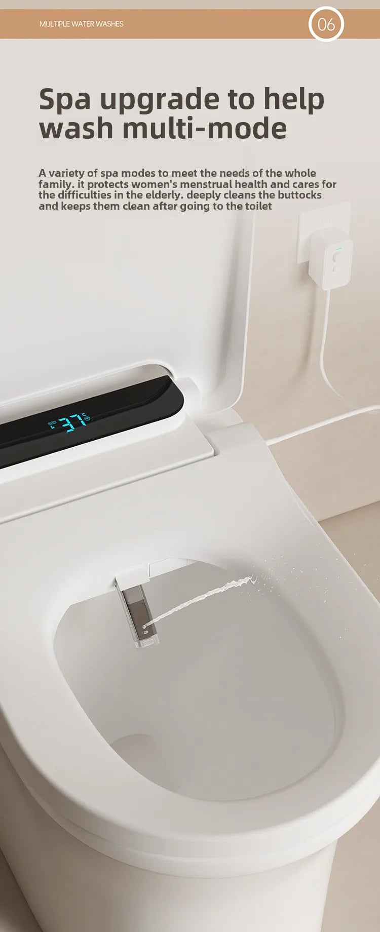 Intelligent Toilet Seat Cover with Electric Flush, Drying, Massage, Full-automatic, Instant-heating for Household Use