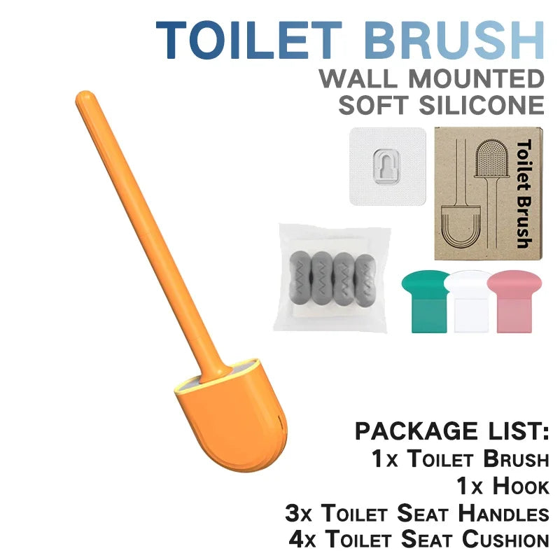 Toilet Brush Silicone Toilet Cleaning Brush Wall Mounted Toilet Cleaner Brooms Set Modern WC Kit Beauty Bathroom Accessories