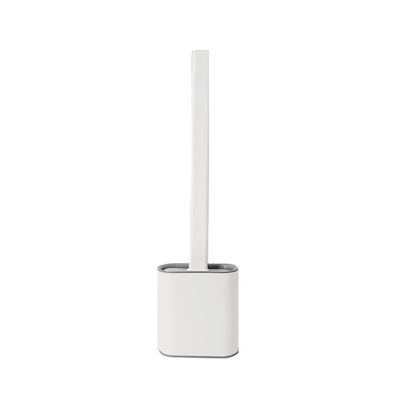Toilet Brush Water Leak Proof With base Silicone Wc Flat Head Flexible Soft Bristles Brush with Quick Drying Holder Set