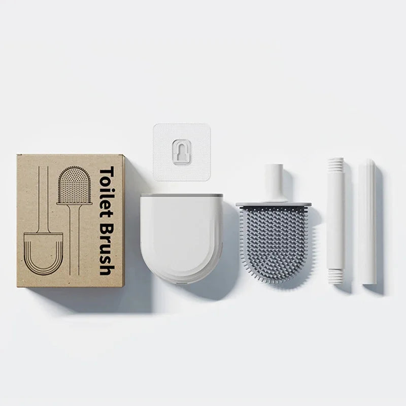 Toilet Brush Silicone Toilet Cleaning Brush Wall Mounted Toilet Cleaner Brooms Set Modern WC Kit Beauty Bathroom Accessories
