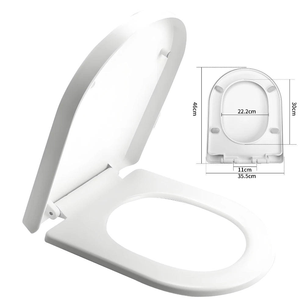White Toilet Seat Soft Close Soft Close PP Toilet Seat Bottom and Top Fixing Quick Release for Easy Clean Sturdy Anti-Bacterial
